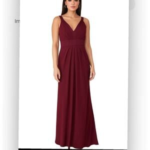 White By Vera Wang Gown Dress wide Strap Wine SZ 10 maxi bridesmaid umpire waist